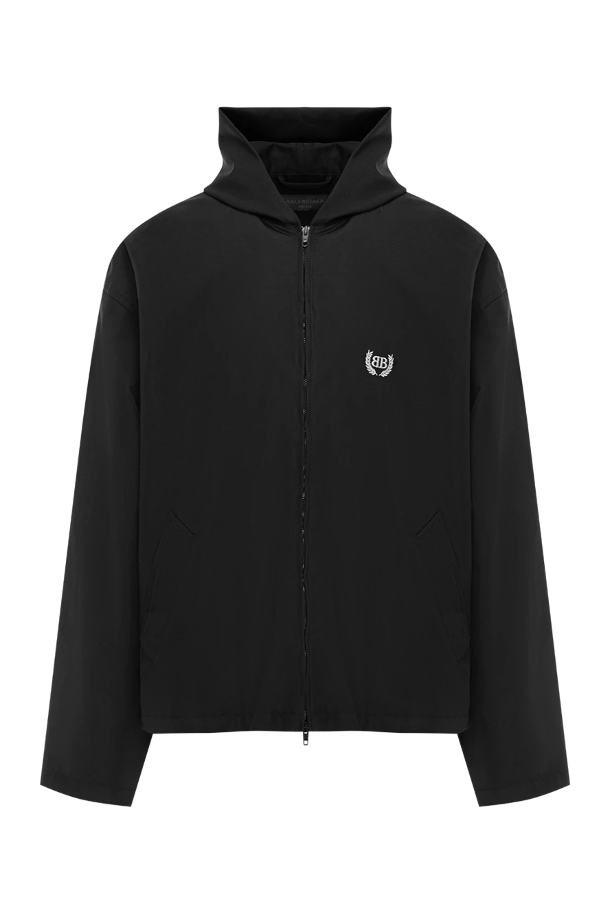 Balenciaga мужская черная шерстяная куртка с капюшоном и логотипом 189314 - фото 1