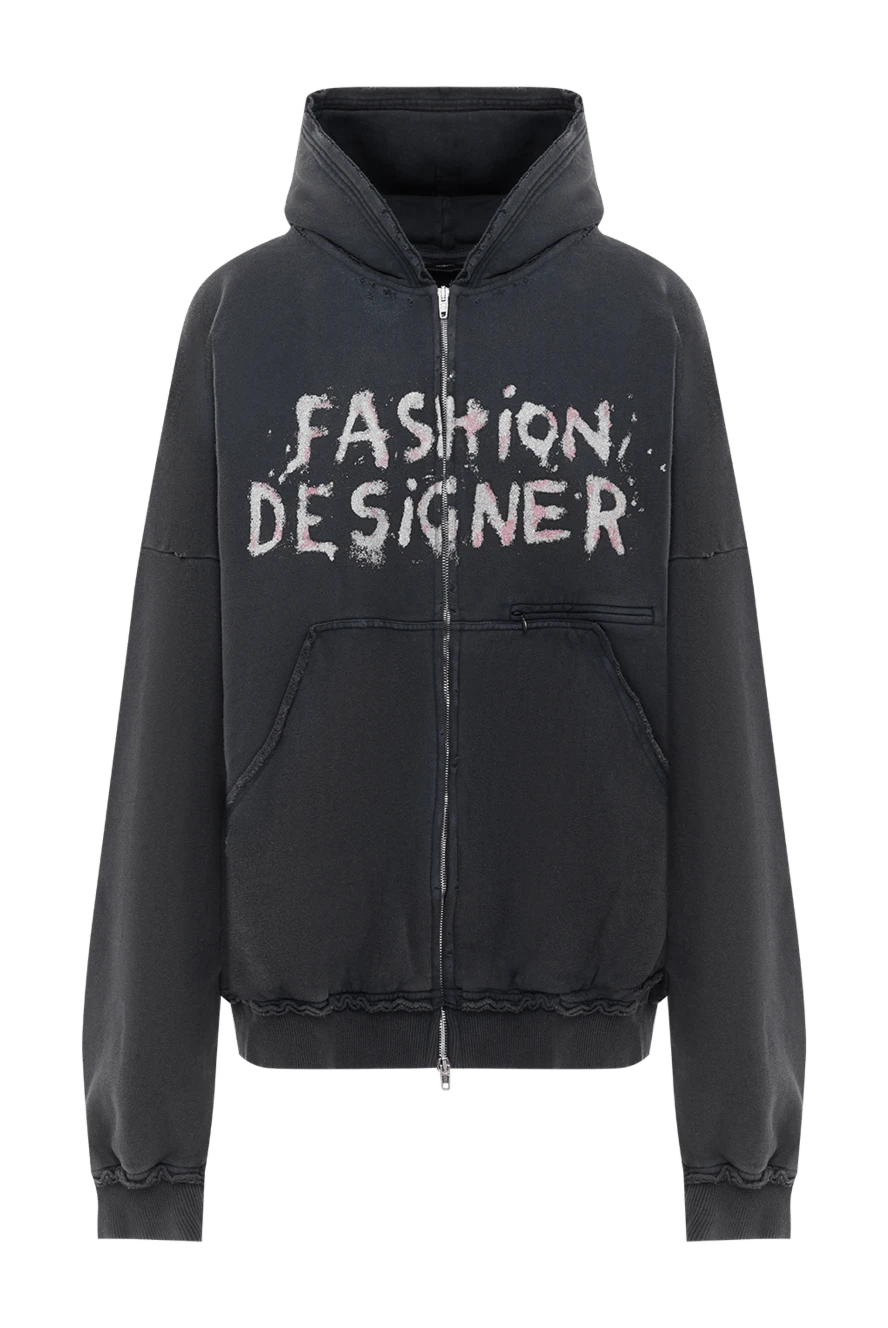 Balenciaga худи женское с капюшоном с принтом fashion designer серое 189316 - фото 1