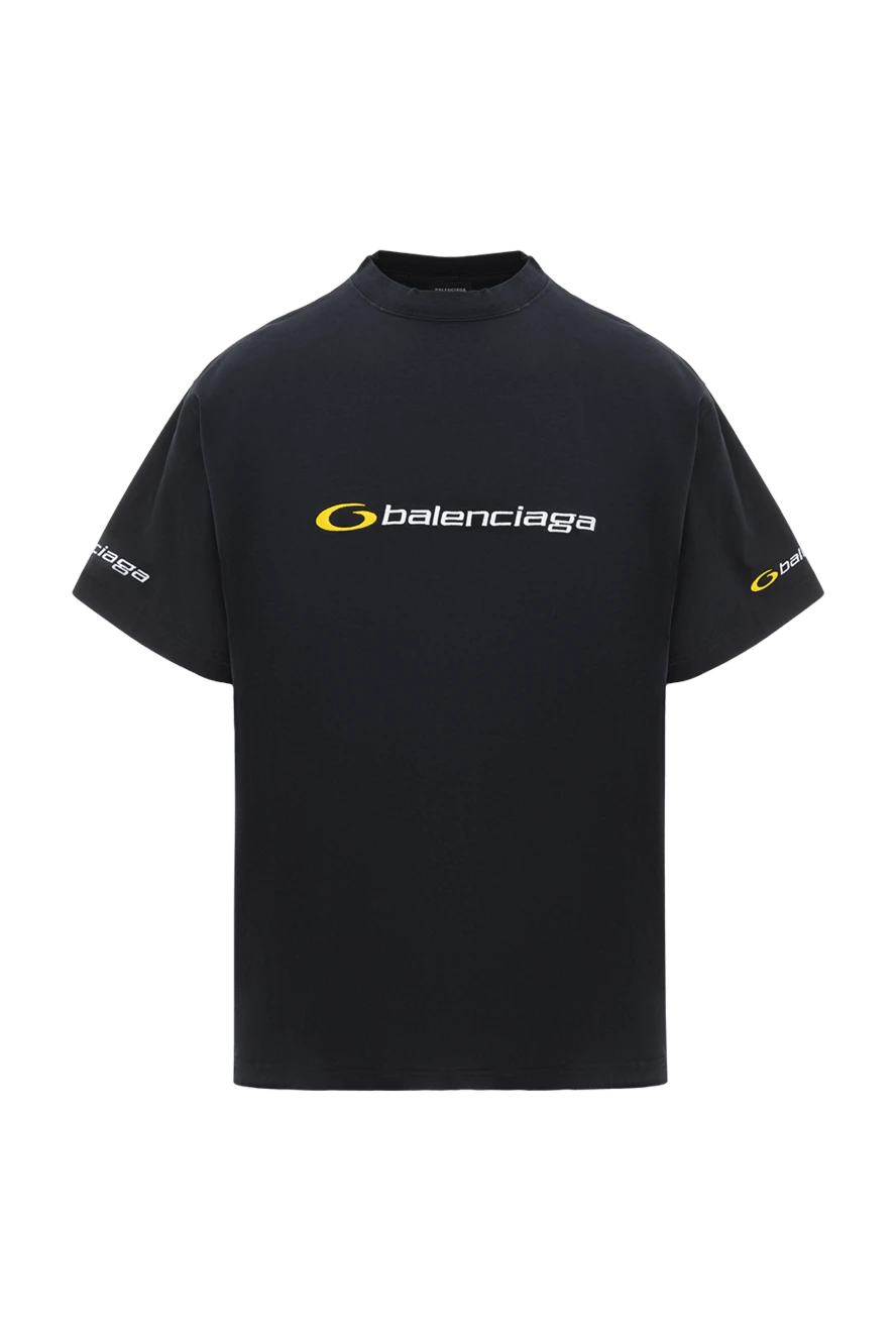 Balenciaga черная футболка оверсайз с вышитым логотипом из хлопока 189328 - фото 1