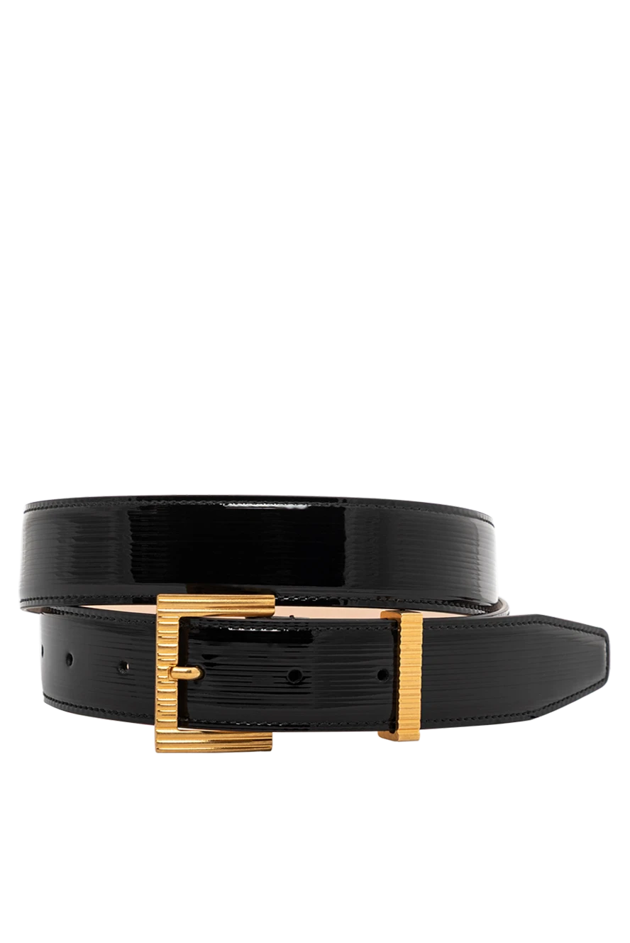 Balmain жолақты қара былғарыдан жасалған әйелдер белбеуі 189339 - фото 1