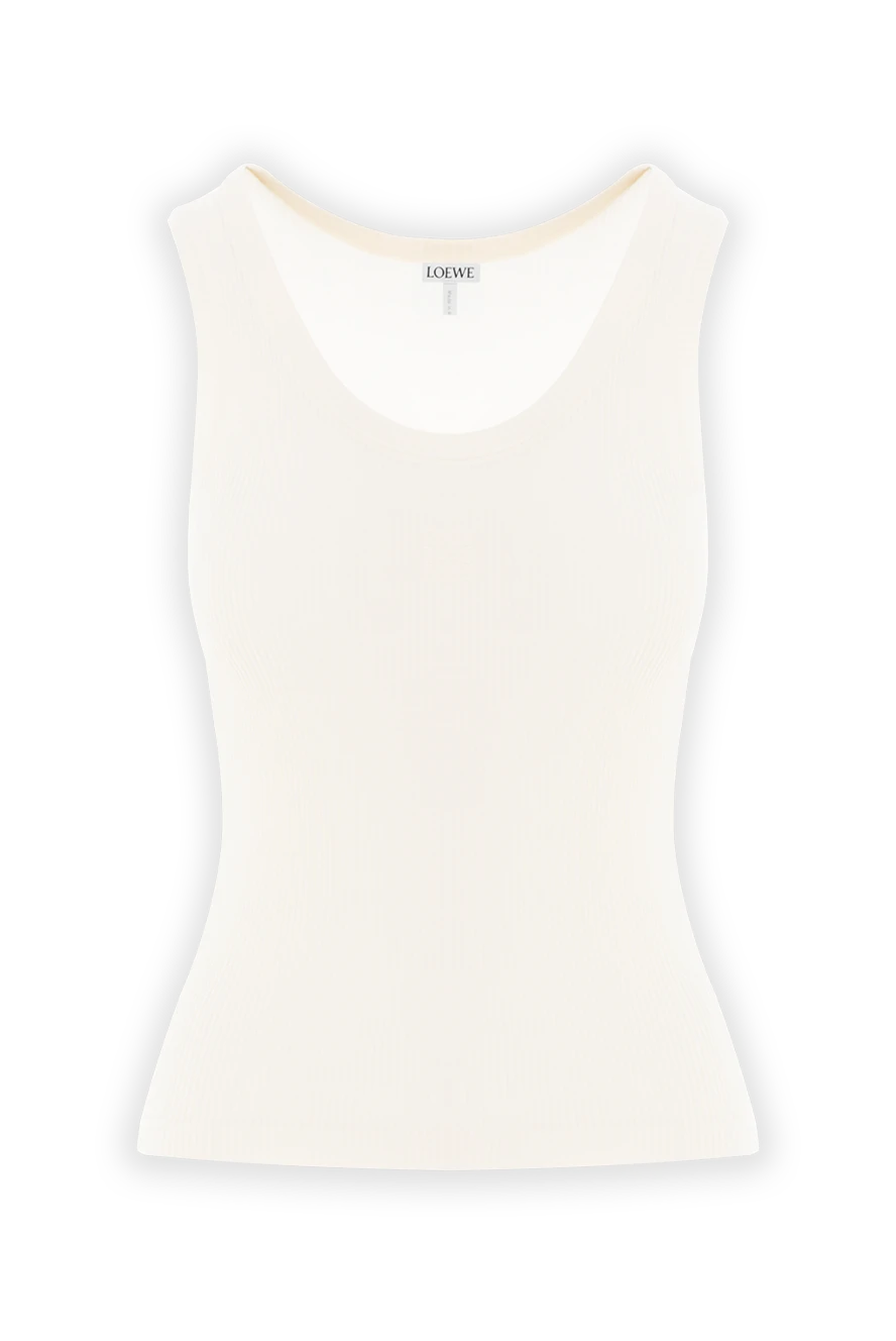 Loewe топ из легкого ребристого шелка белый с вышивкой анаграммы 189357 - фото 1