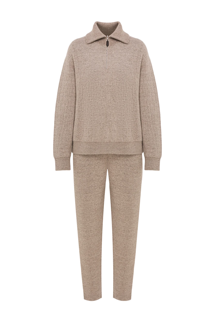 Loro Piana бежевый прогулочный костюм ferrioli с полумолнией из кашемира и льна 189397 - фото 1