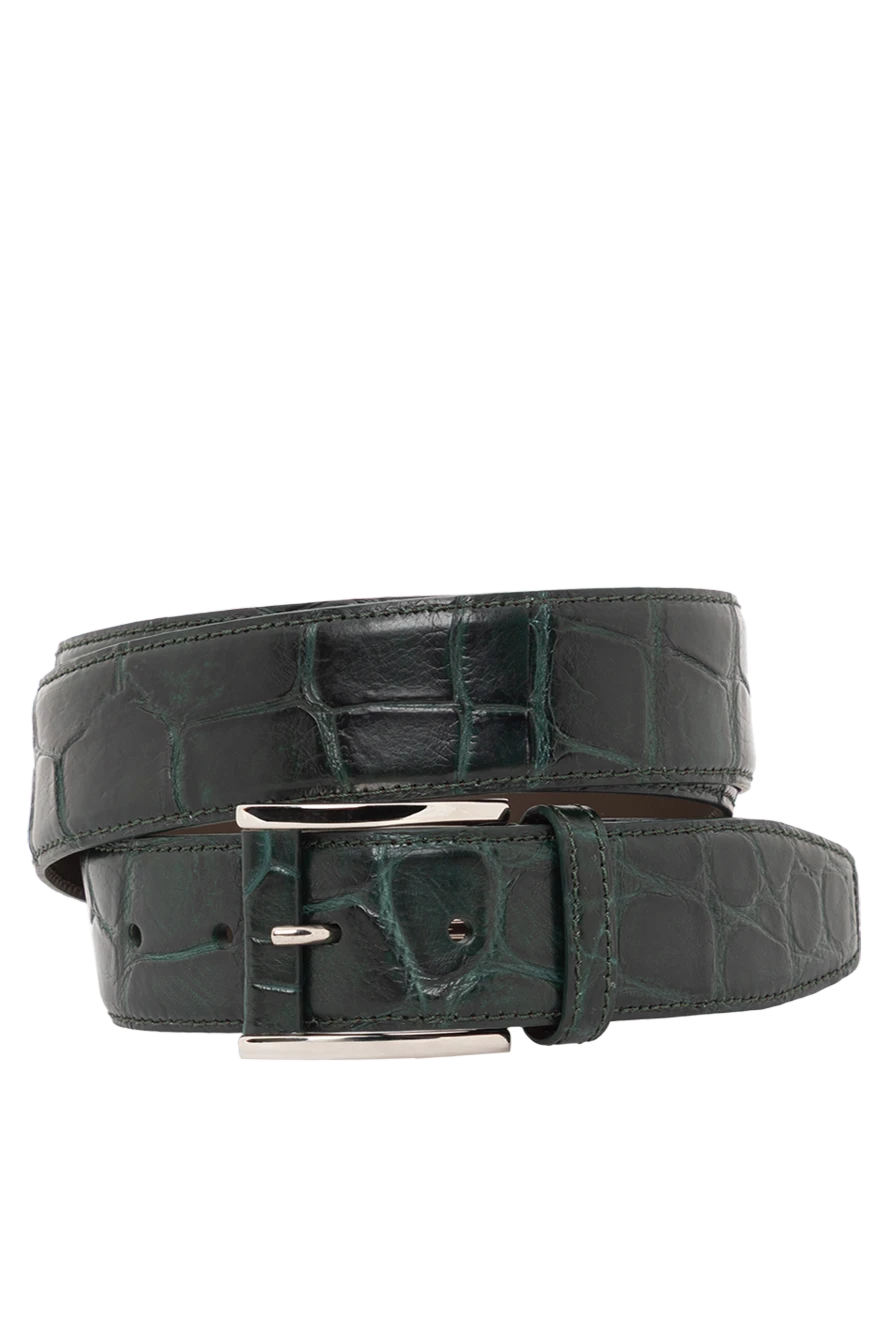 Tardini ремень мужской темно-зеленый из кожи аллигатора 189407 - фото 1
