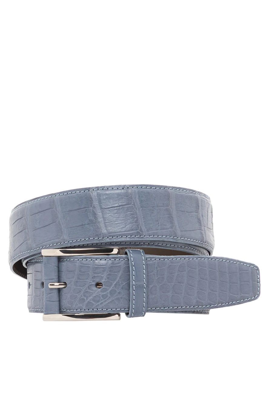 Tardini ремень мужской голубой из кожи аллигатора 189408 - фото 1