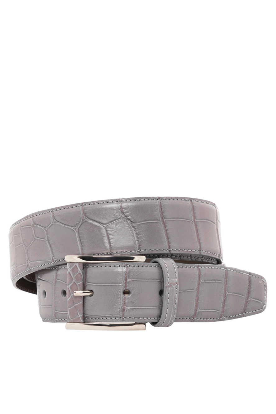 Tardini серый ремень из кожи аллигатора мужской 189410 - фото 1