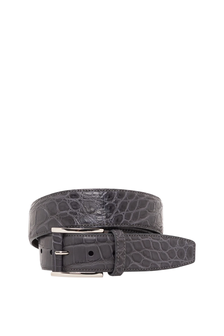Tardini темно-серый ремень из кожи аллигатора мужской 189413 - фото 1