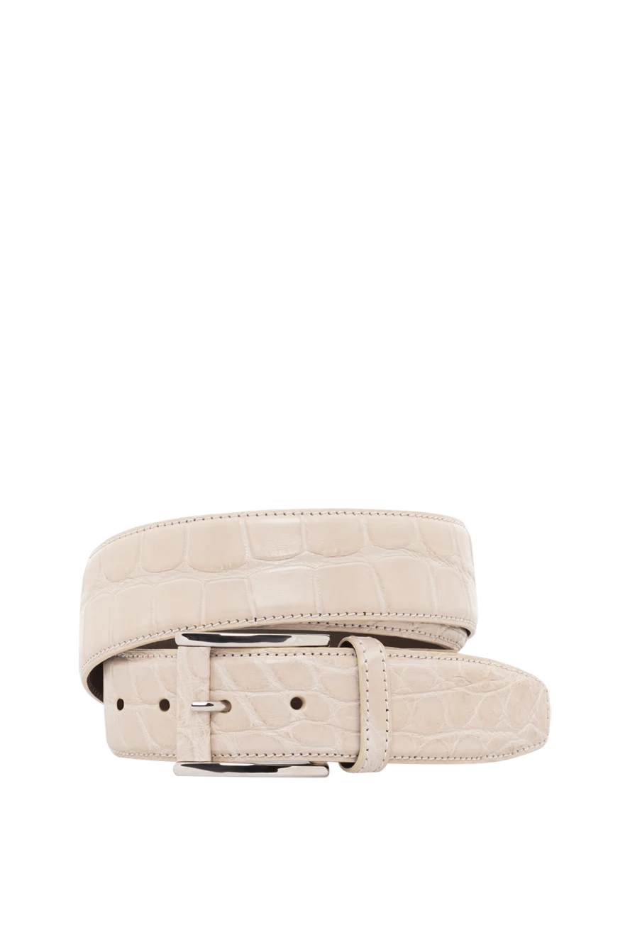 Tardini белый ремень из кожи аллигатора мужской 189414 - фото 1