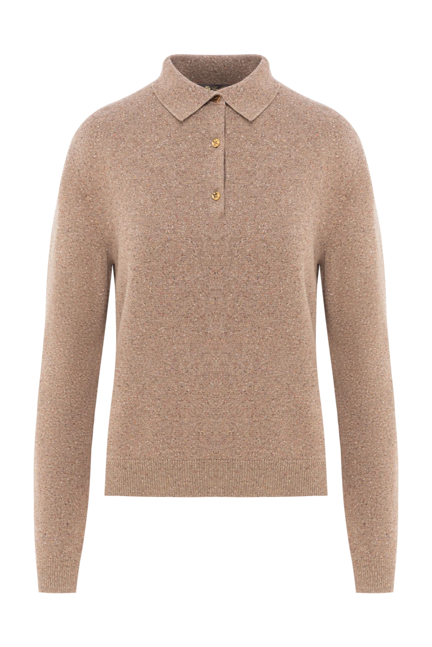 Loro Piana жұмсақ кашемир қоңыр түсті colonno ұзын жеңді поло жейде 189419 - фото 1