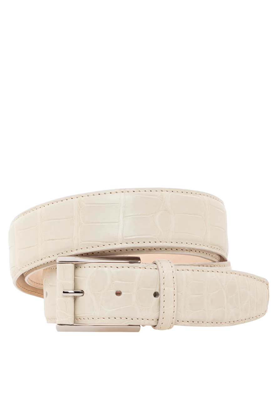 Cesare di Napoli ремень мужской белый из кожи аллигатора 189573 - фото 1