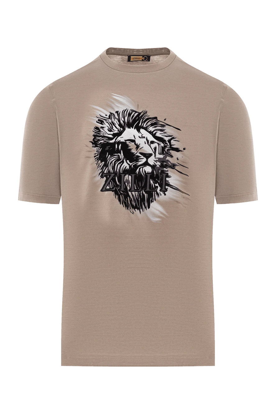 Zilli арыстан басып шығарылған және бренд логотипі бар бежевый футболка 189591 - фото 1