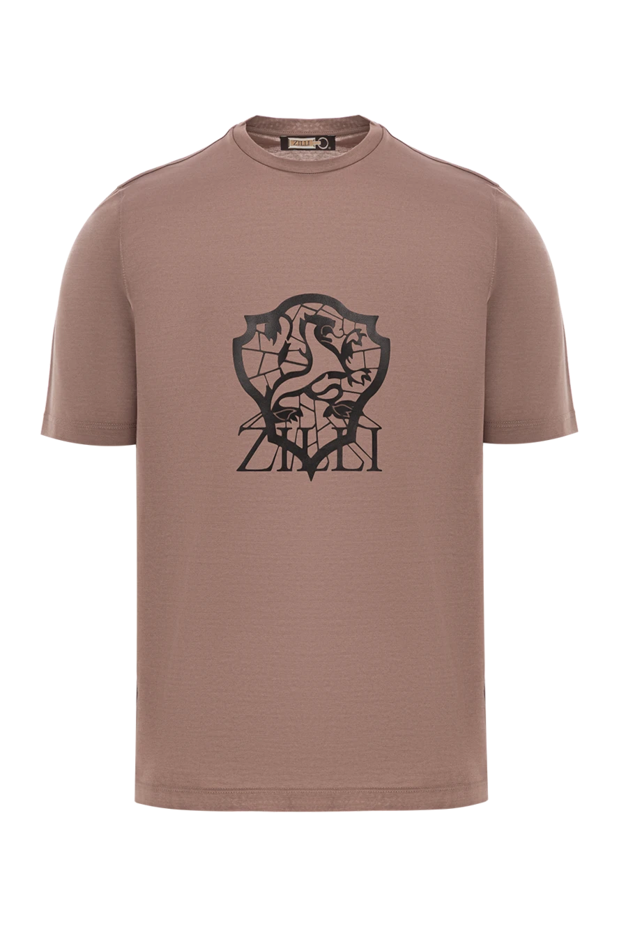 Zilli футболка в оттенке какао с чёрным принтом в стиле герба
189607 - фото 1
