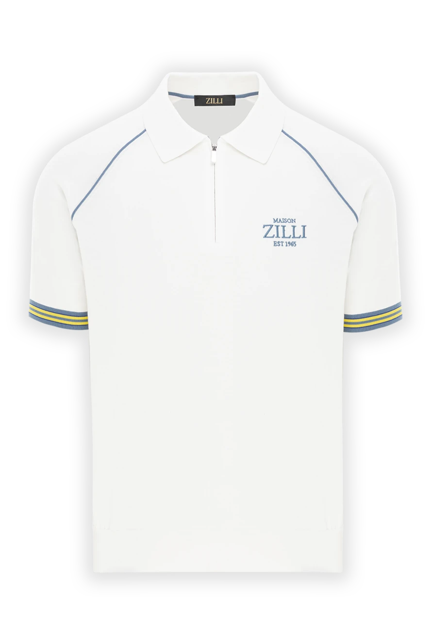 Zilli белое поло с вышивкой est 1965 и акцентными манжетами 189611 - фото 1