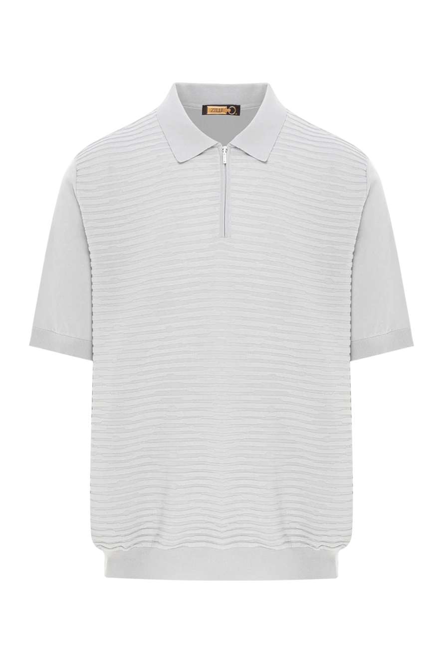 Zilli серое поло из мягкого шелка и хлопка с зип-застёжкой и объёмным узором
189612 - фото 1