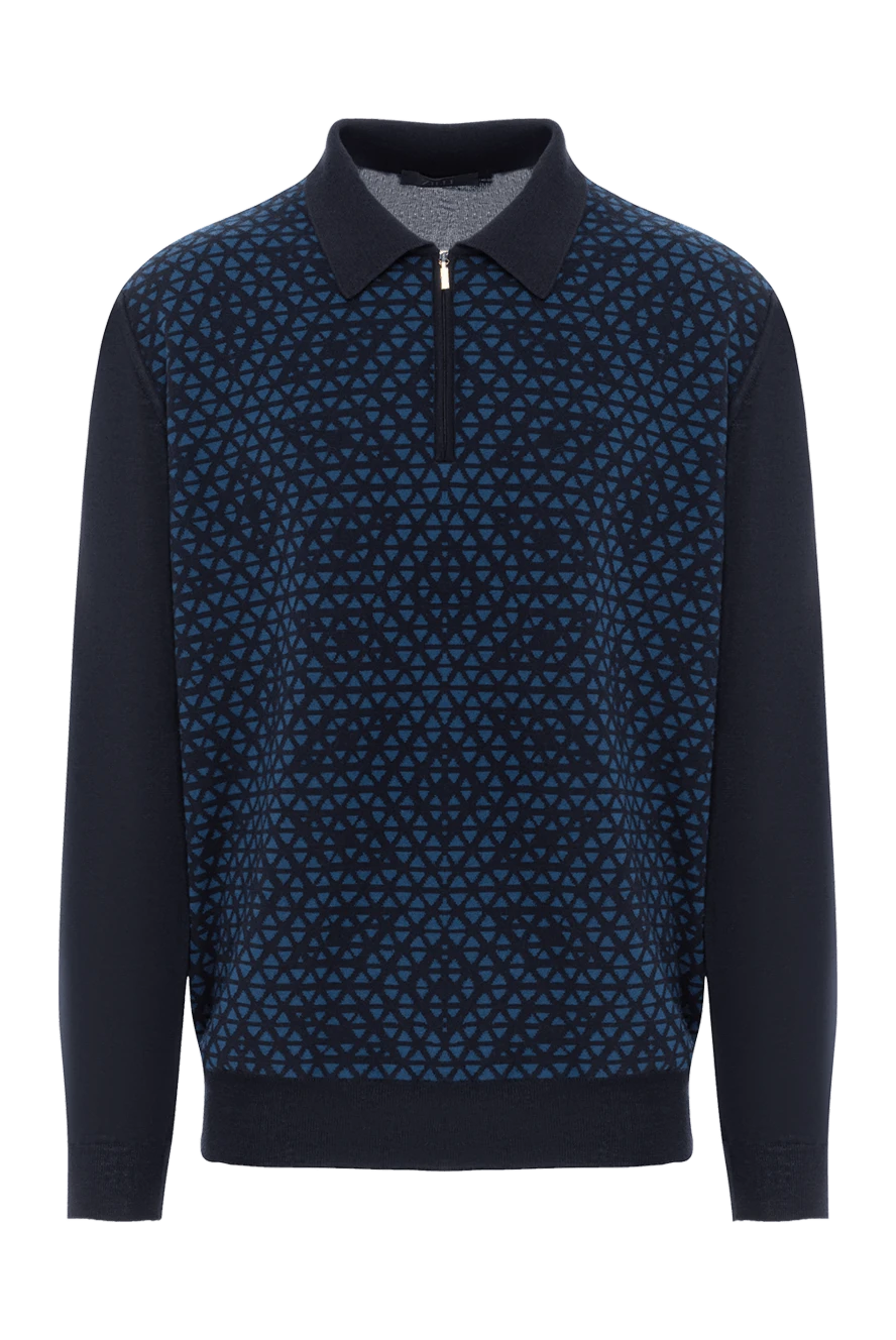 Zilli поло на молнии синее с геометрическим жаккардом
189630 - фото 1