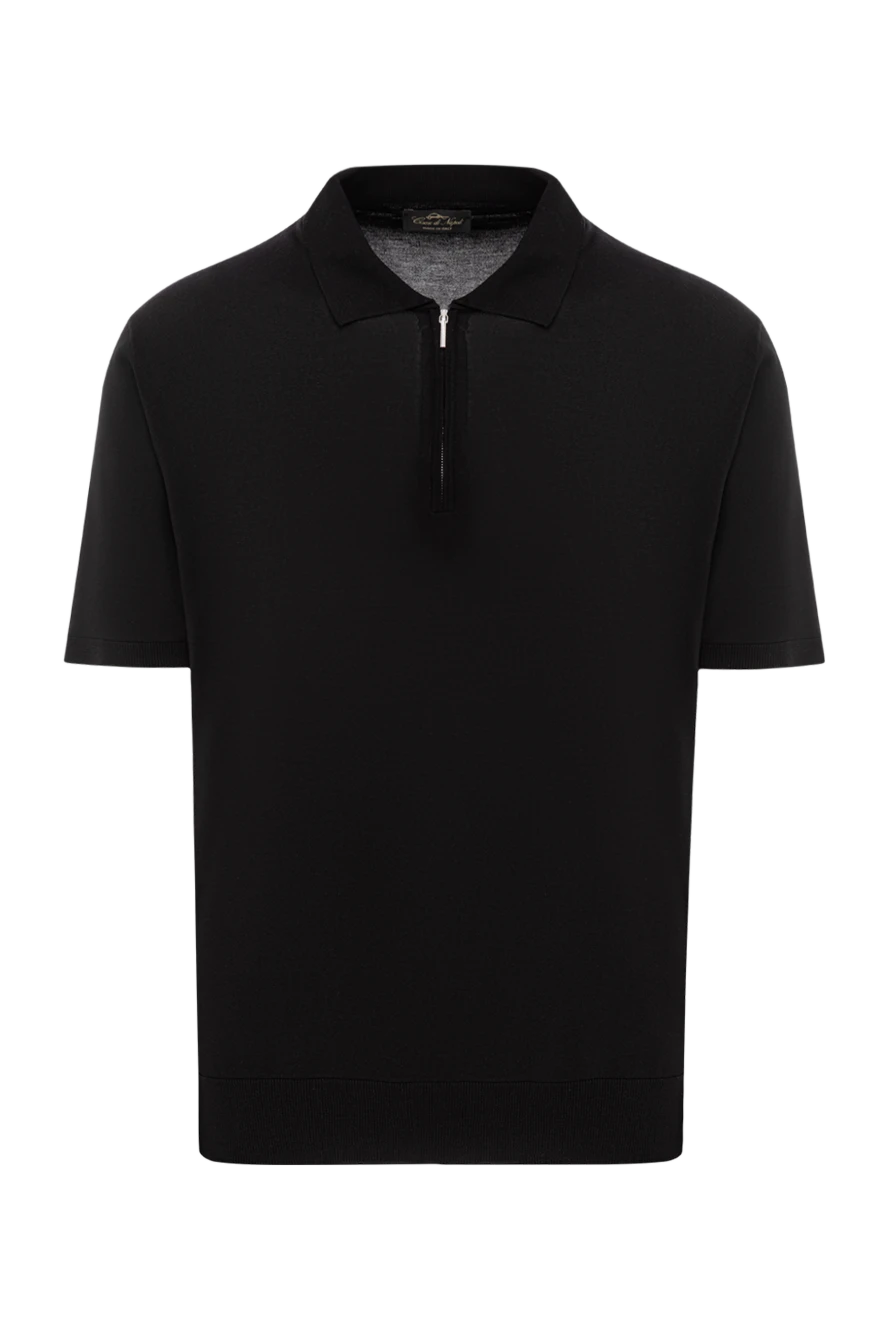 Cesare di Napoli чёрное поло на молнии с коротким рукавом из шелка
189674 - фото 1