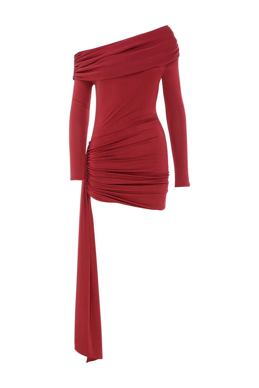 Khela асимметричное платье на одно плечо с драпировкой и удлинённой вставкой бордовое 189683 - фото 1