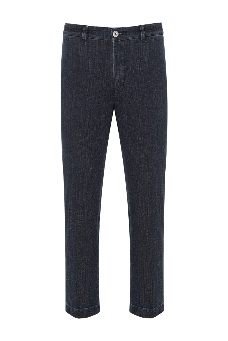 Scissor Scriptor меланж текстурасы бар, артқы қалталарында түймелері бар тік аяқты қара көк джинсы 189712 - фото 1