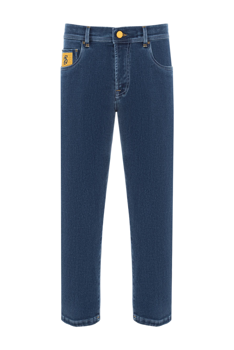 Scissor Scriptor soft cotton jeans with yellow accents and branded patch 189721 - photo 1