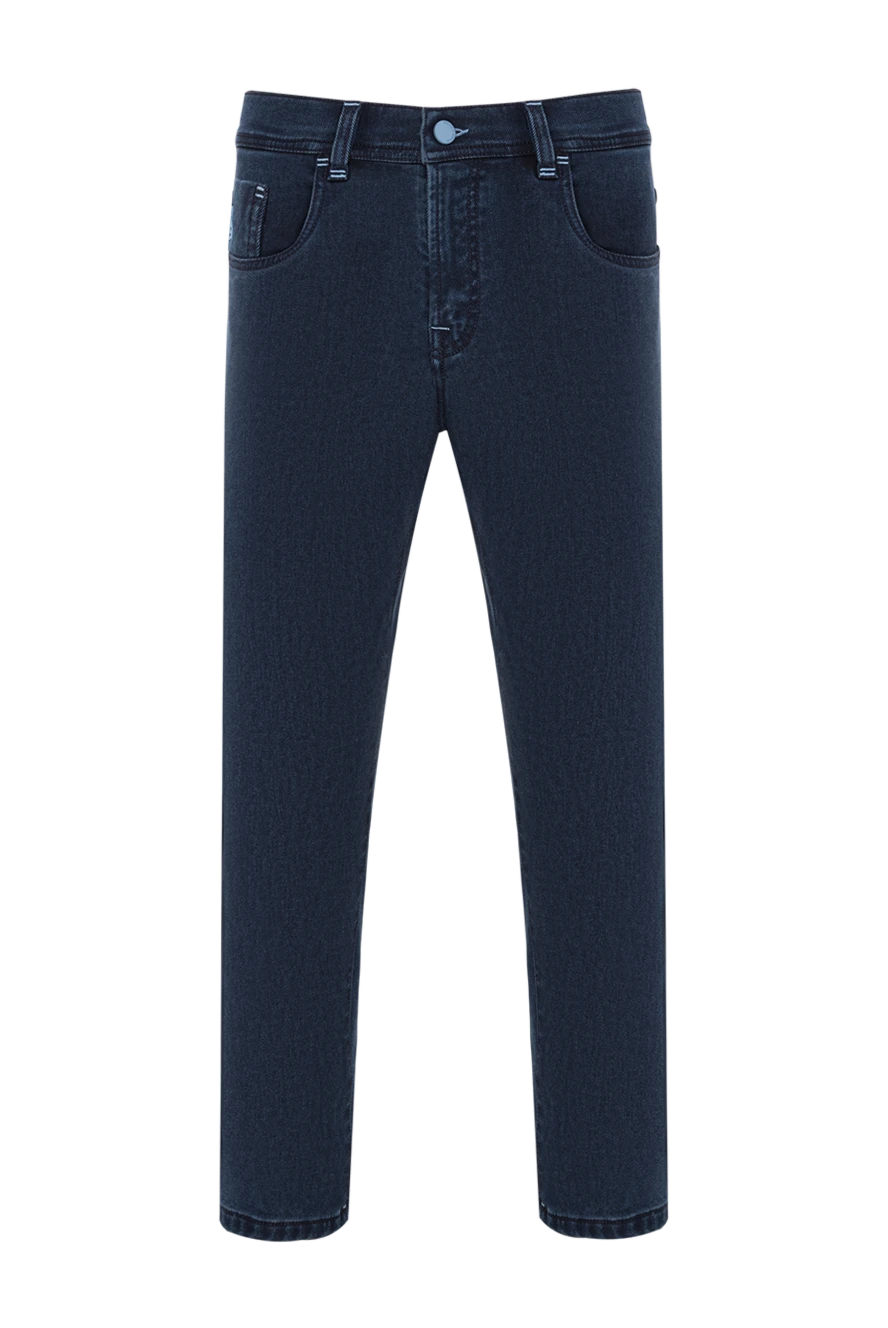 Scissor Scriptor тёмно-синие джинсы с брендированной нашивкой в шотландскую клетку 189732 - фото 1