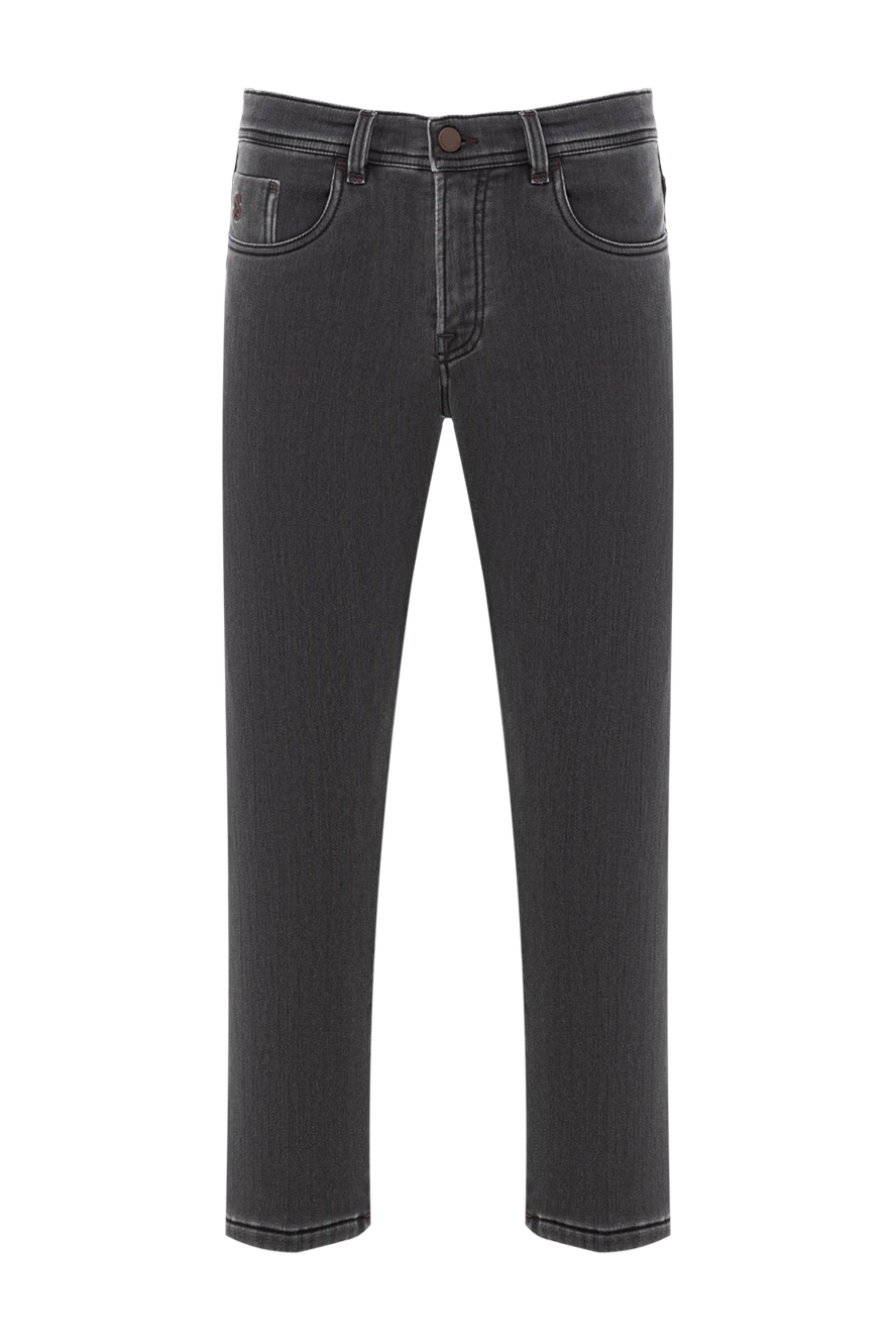 Scissor Scriptor қоңыр былғары жамылғысы бар түзу аяқты сұр жуылған джинсы
189734 - фото 1