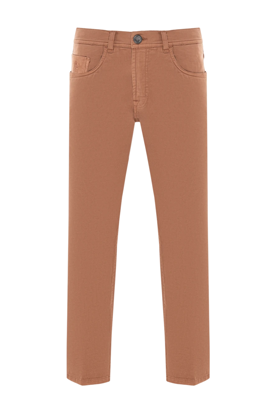 Scissor Scriptor хлопковые коричневые джинсы с добавлением эластана и фирменной отделкой карманов 189752 - фото 1