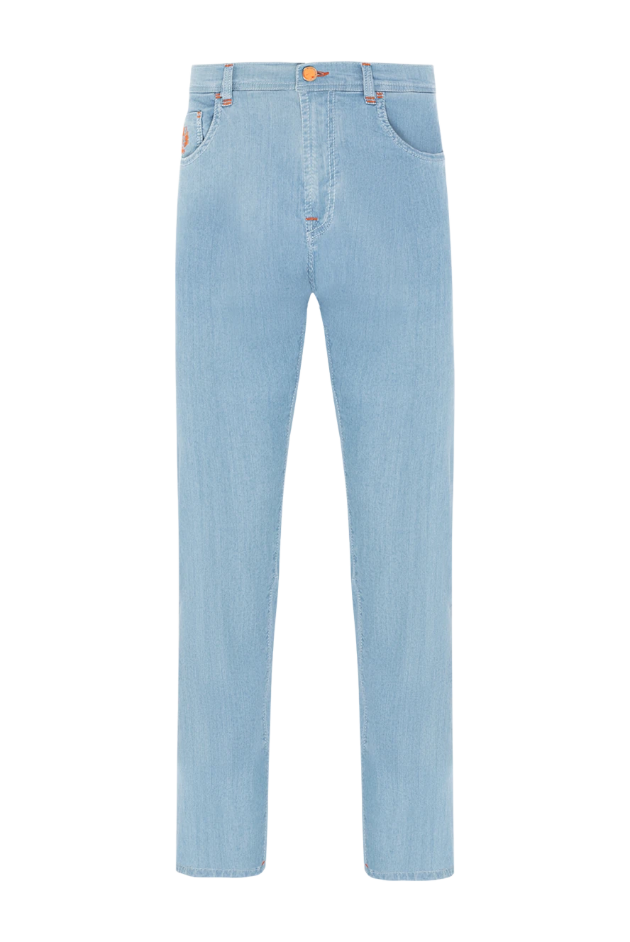 Scissor Scriptor джинсы голубого цвета с оранжевой строчкой и задним патчем в клетку
189760 - фото 1