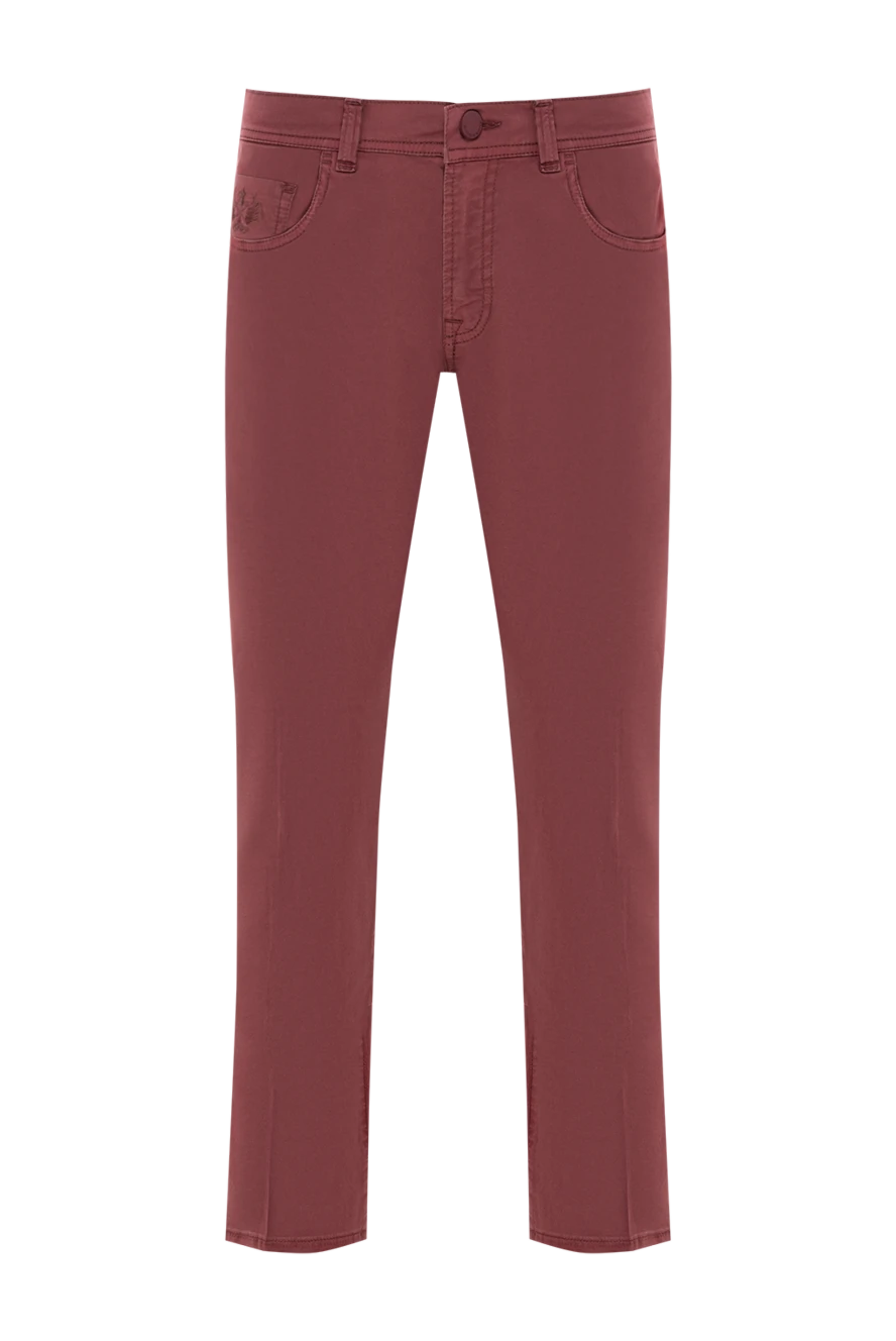 Scissor Scriptor бордовые джинсы с кожаным патчем и фирменной вышивкой 189765 - фото 1