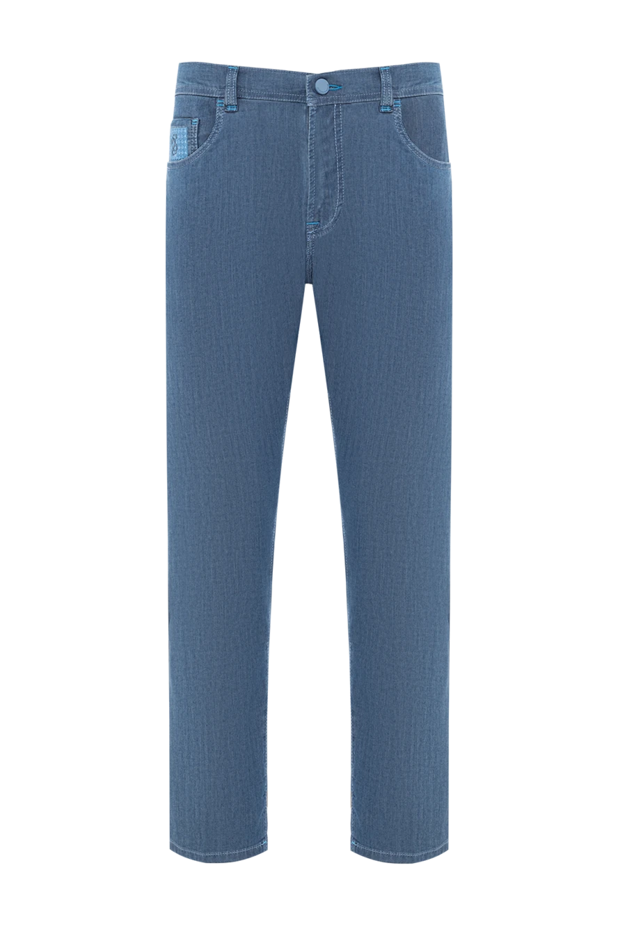 Scissor Scriptor классические голубые джинсы из эластичного денима с фирменным патчем 189778 - фото 1