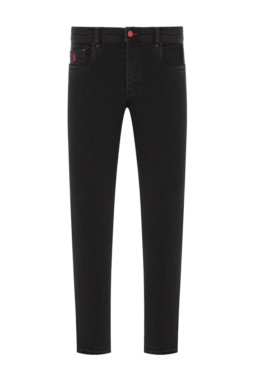 Scissor Scriptor джинсы мужские черного цвета с красной отделкой и вышивкой на миникармане 189808 - фото 1