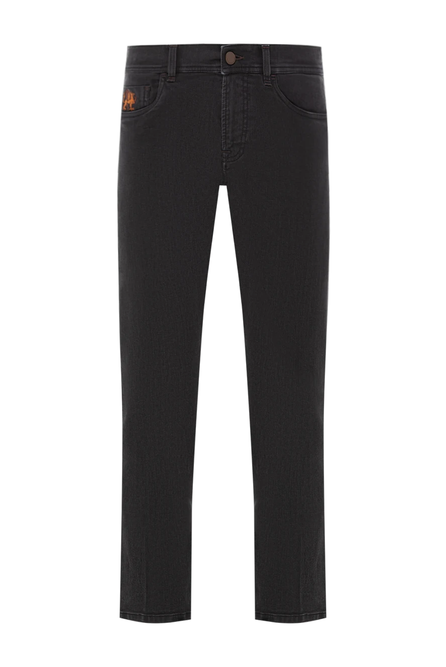 Scissor Scriptor қызғылт сары кестелі және бедерлі жоталы конустық қара джинсы
189813 - фото 1