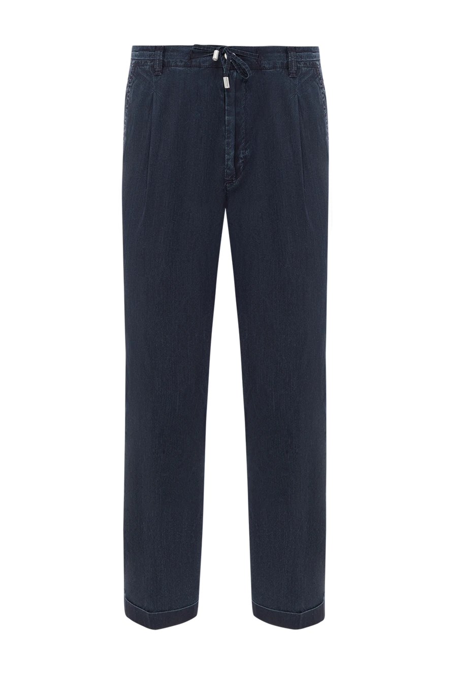 Scissor Scriptor dark blue cotton trousers with drawstring waistband and back flaps 189831 - photo 1