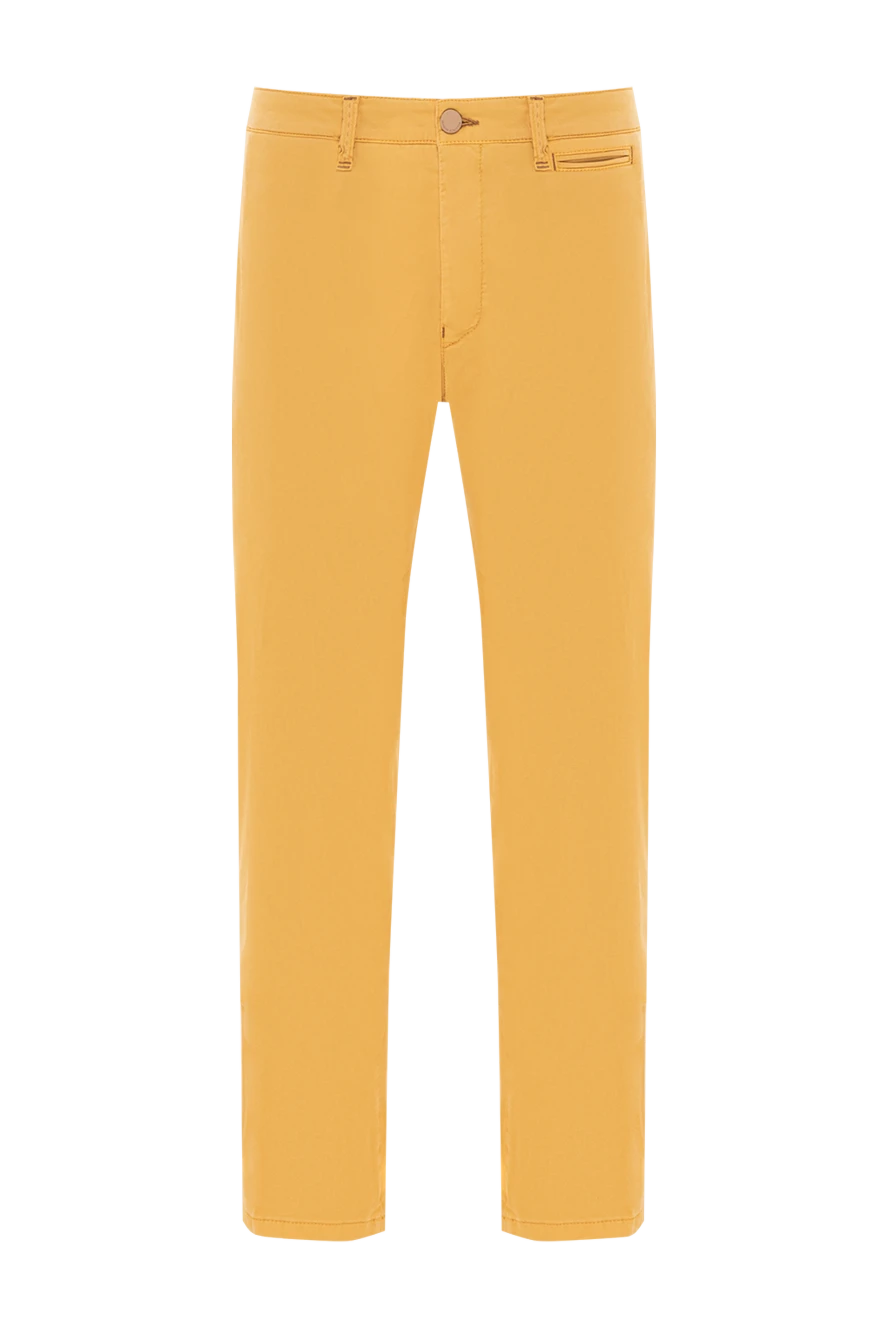 Scissor Scriptor smooth men's straight-cut trousers with microstructure and hidden zipper yellow 189859 - photo 1