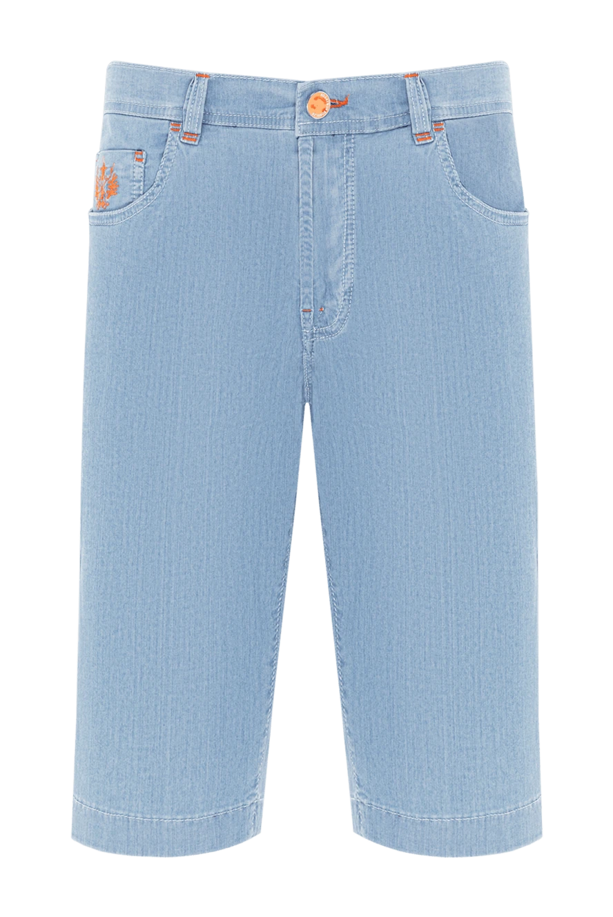 Scissor Scriptor джинсовые шорты голубые с оранжевыми деталями и вышивкой 189869 - фото 1