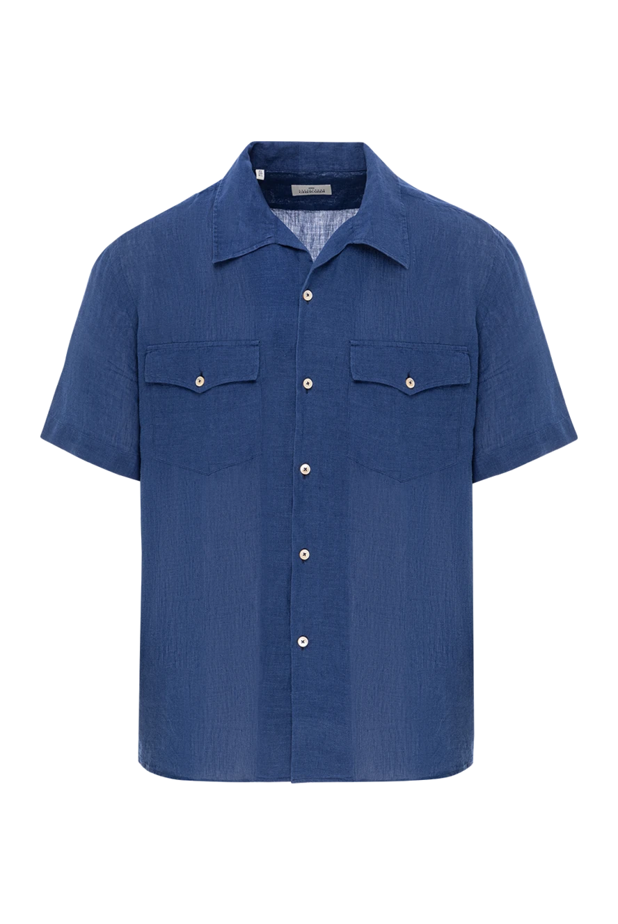 Alessandro Gherardi men's blue linen t-shirt with chest pockets 189923 - photo 1