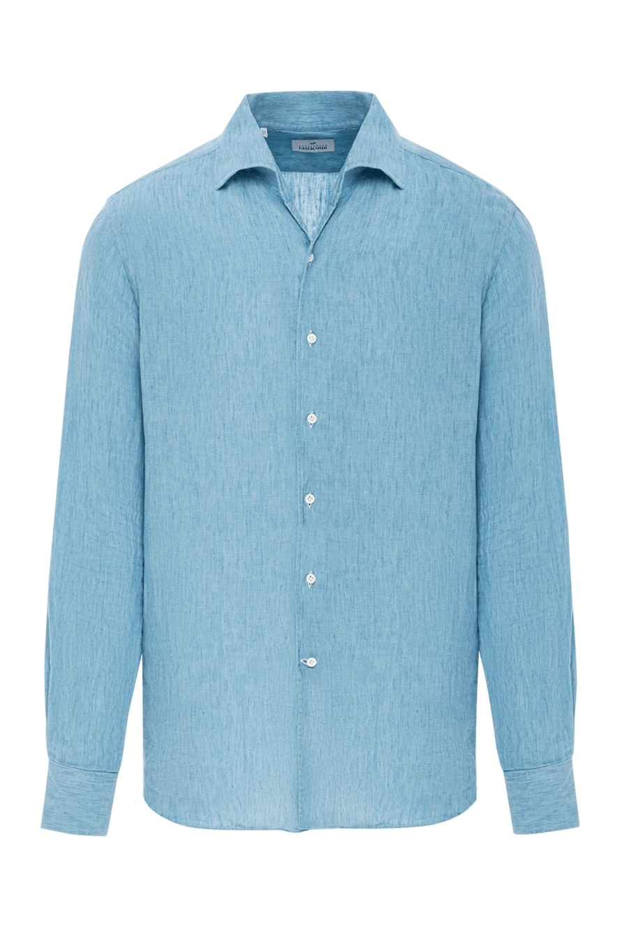 Alessandro Gherardi light blue linen shirt with classic collar and textured surface 189928 - photo 1