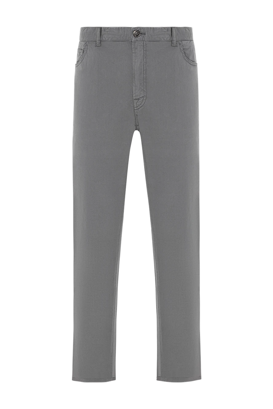 Brioni серые брюки из хлопка с классической прямой линией силуэта 189981 - фото 1