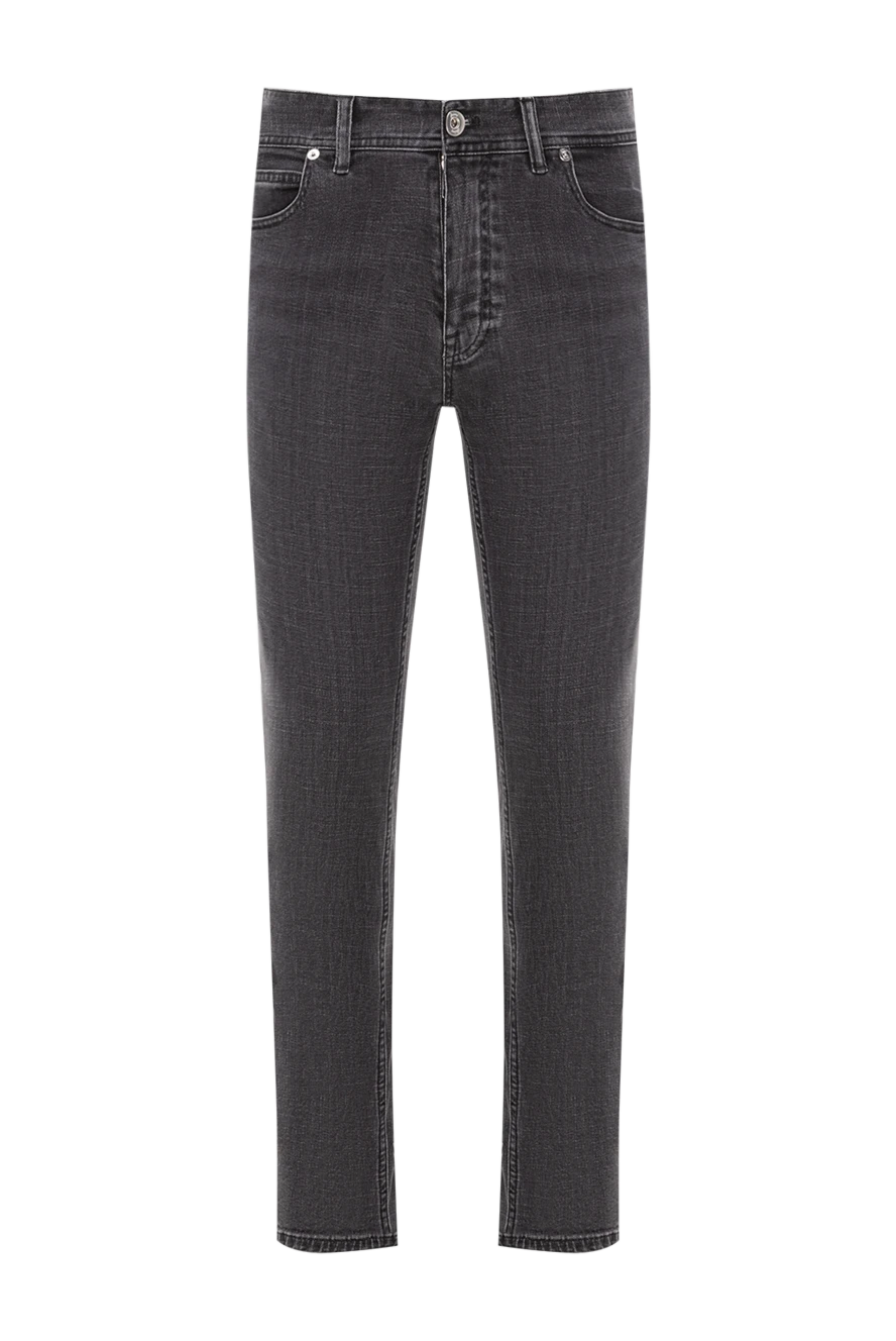 Brioni сұр түсті тас жуу әсері және контраст тігісі бар тар джинсы 189984 - фото 1