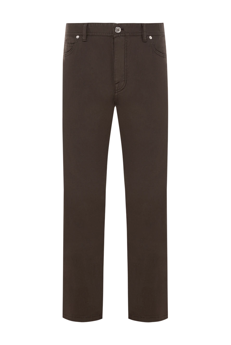 Brioni тёмно-коричневые джинсы из плотного хлопка с застёжкой на пуговицу и молнию
189986 - фото 1