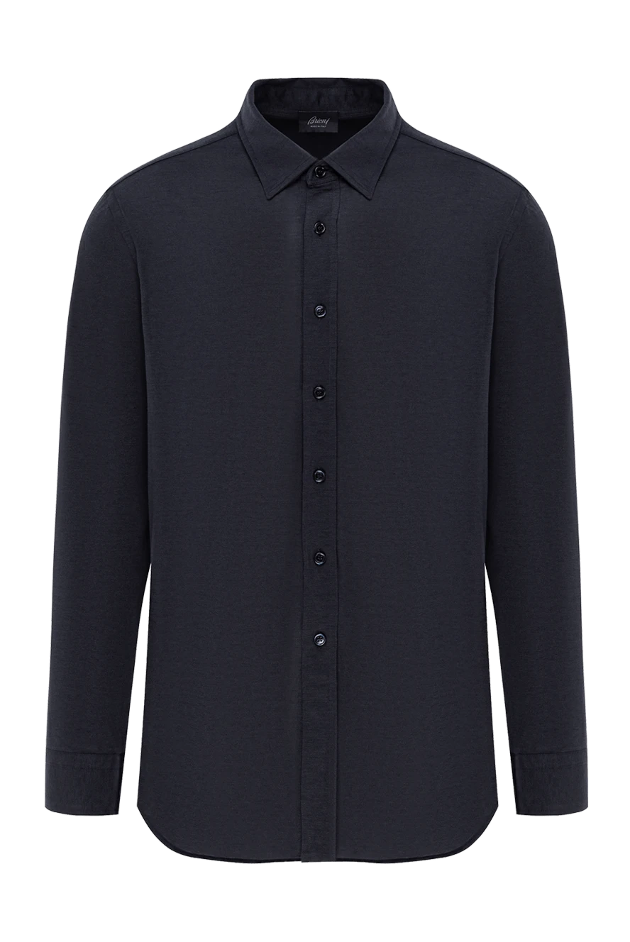 Brioni кішкене жібек жылтырлығы бар қара көк классикалық ерлер көйлегі 190008 - фото 1