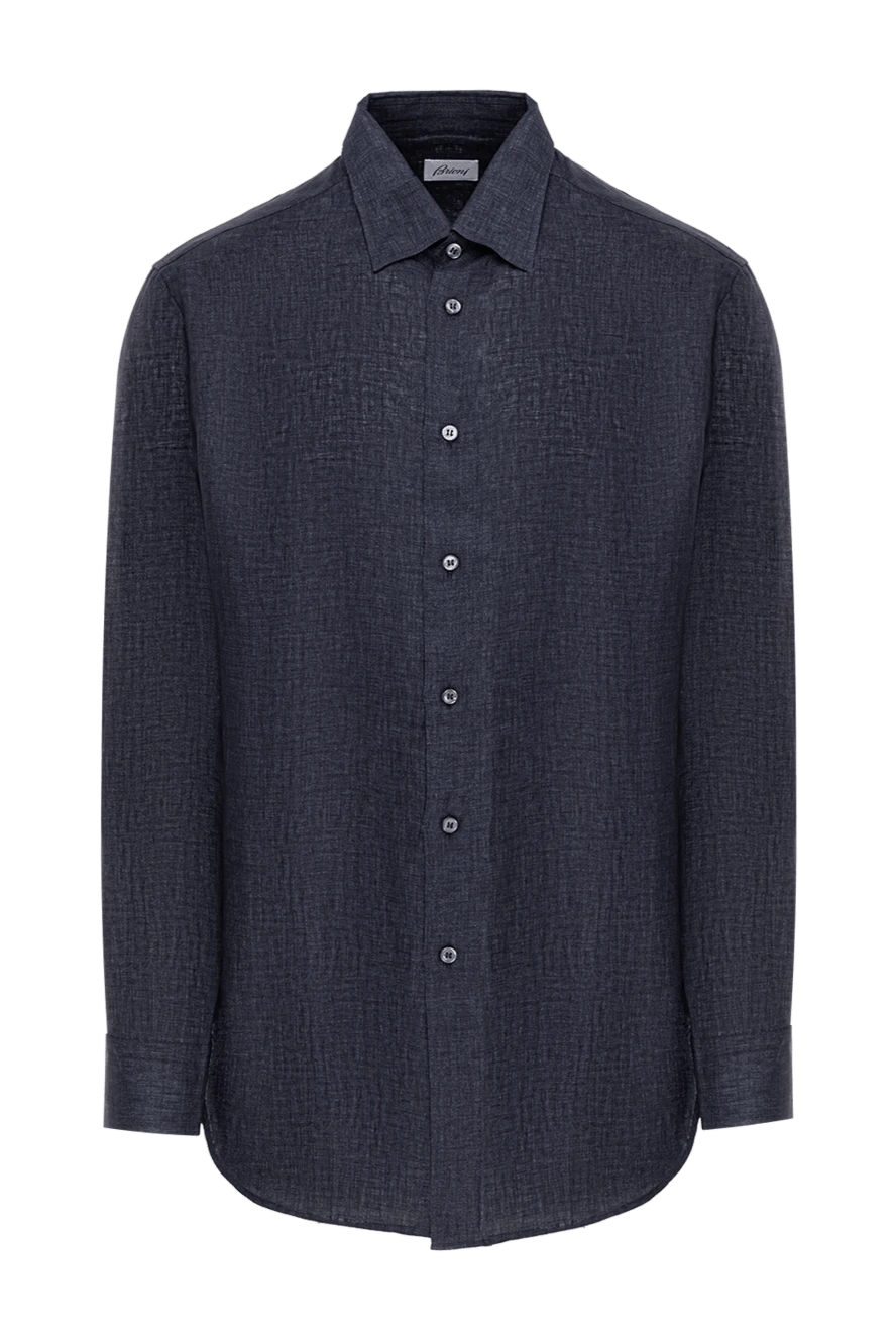 Brioni classic men's linen shirt in dark blue
190014 - photo 1