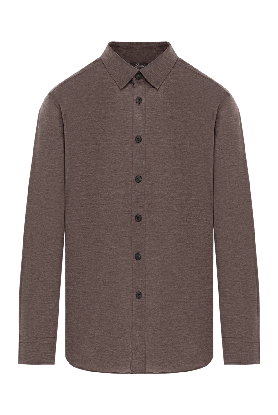 Brioni men's brown soft cashmere shirt with classic collar 190017 - photo 1