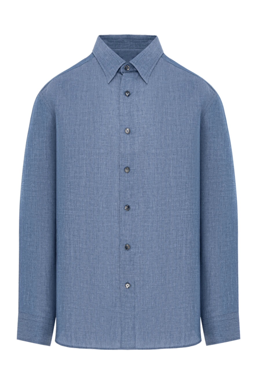 Brioni men's cotton and hemp shirt in sky blue
190018 - photo 1