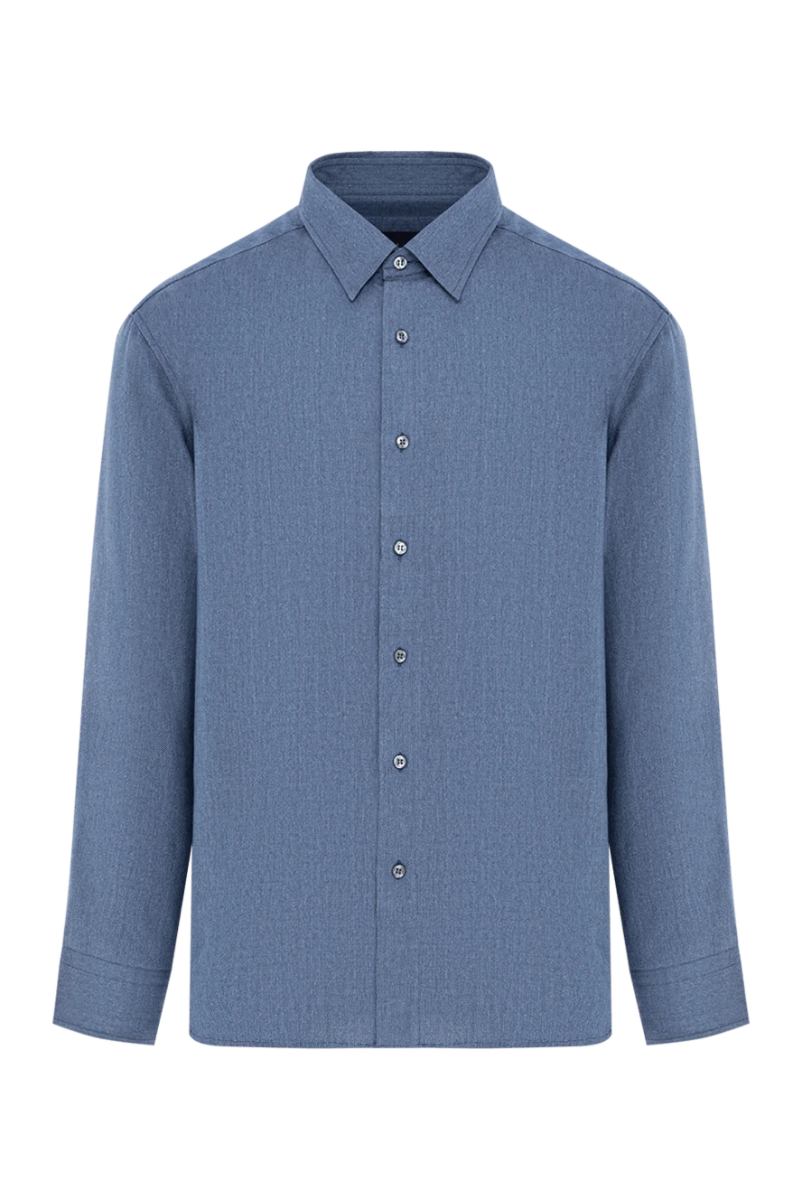 Brioni men's blue cotton silk cashmere long sleeve shirt 190019 - photo 1