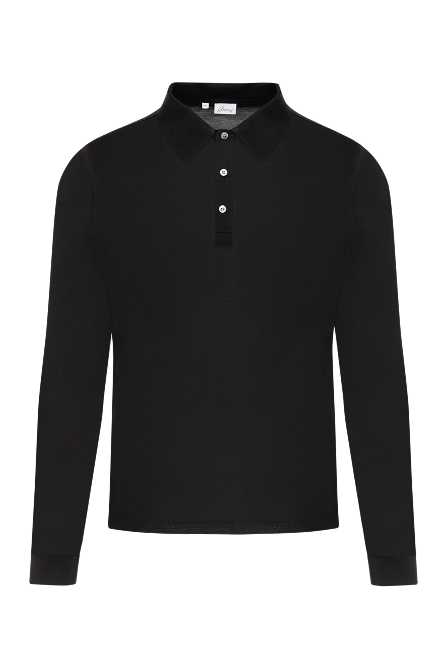 Brioni поло мужское чёрное из шёлка с длинным рукавом 190025 - фото 1