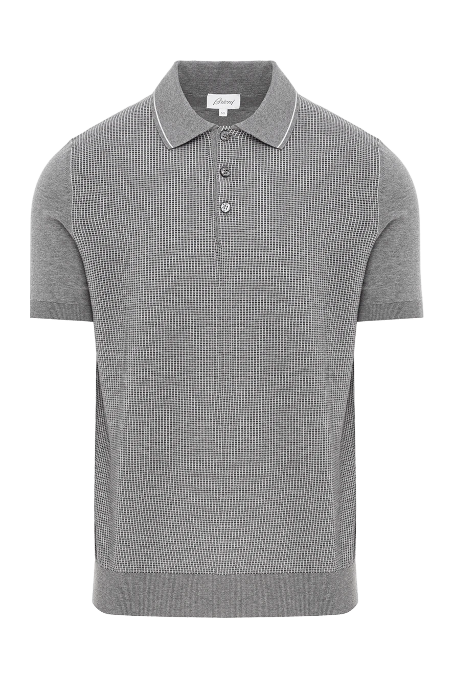 Brioni поло из мягкого хлопка с текстурой в мелкую клетку и трикотажной отделкой
190033 - фото 1