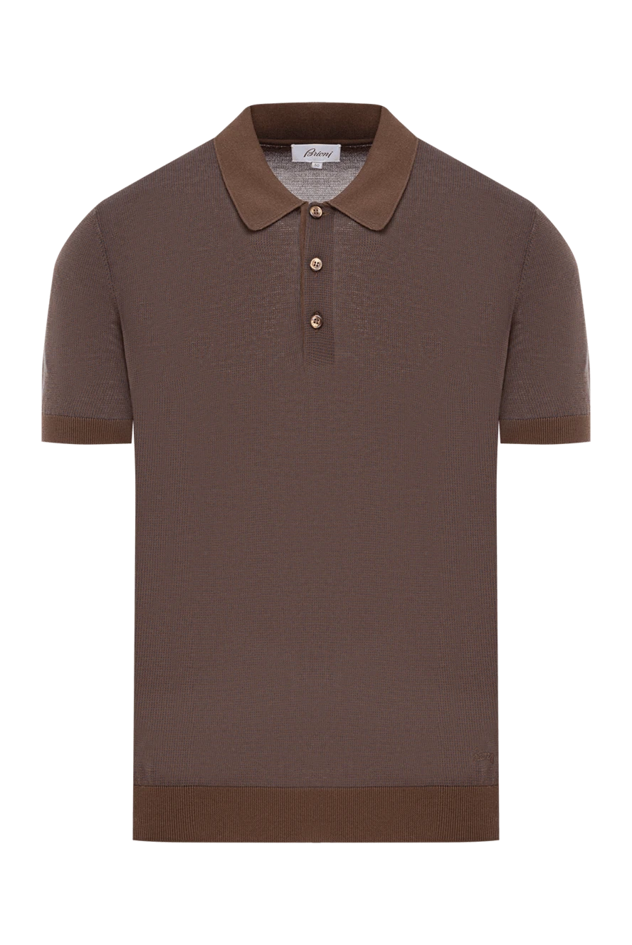 Brioni поло из премиального хлопка в цвете какао с акцентными пуговицами
190035 - фото 1