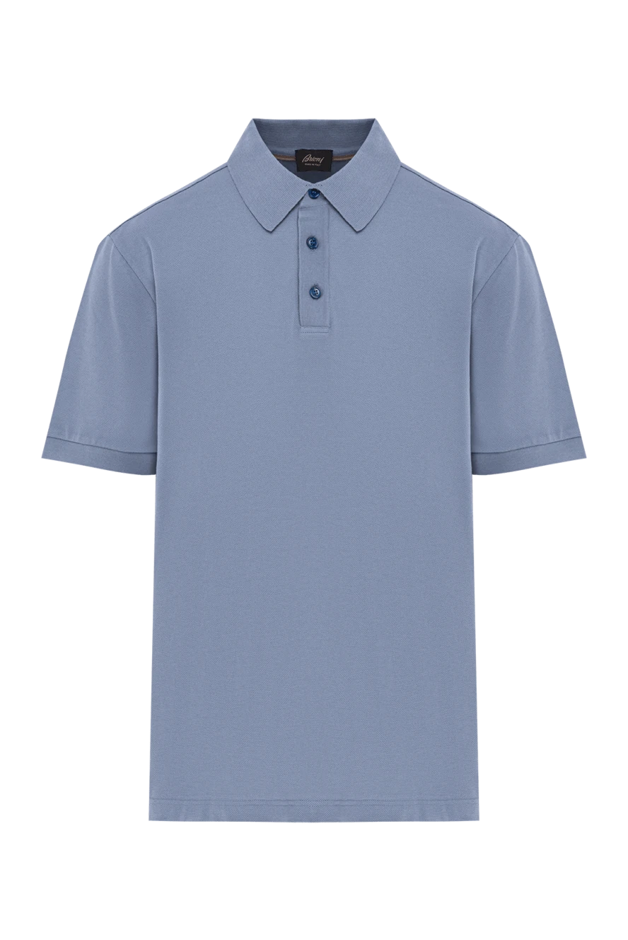 Brioni поло из хлопка в серо-голубом цвете с тремя пуговицами в тон
190036 - фото 1