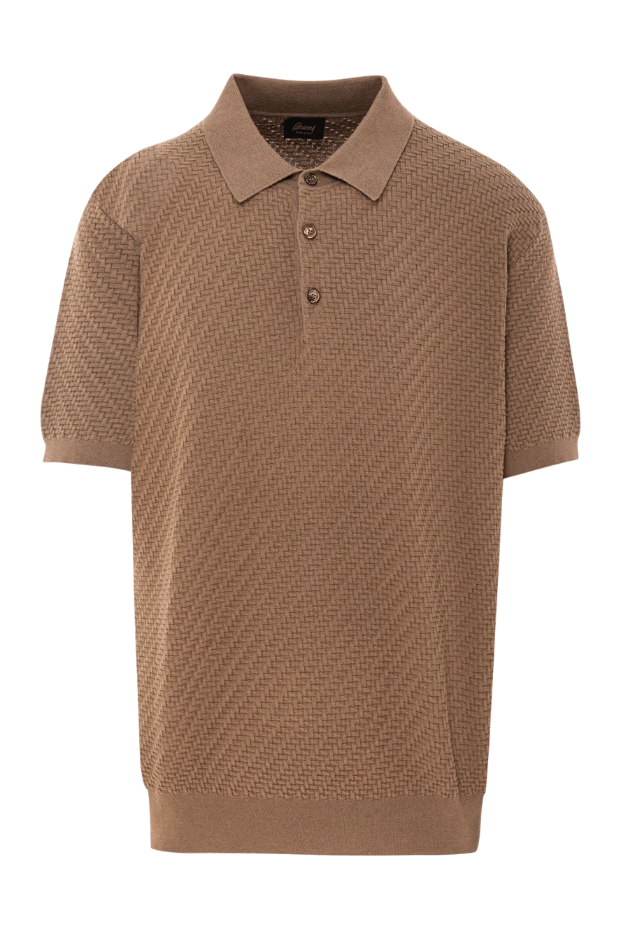 Brioni трикотажное коричневое поло с рельефной фактурой и шелковистым блеском
190038 - фото 1