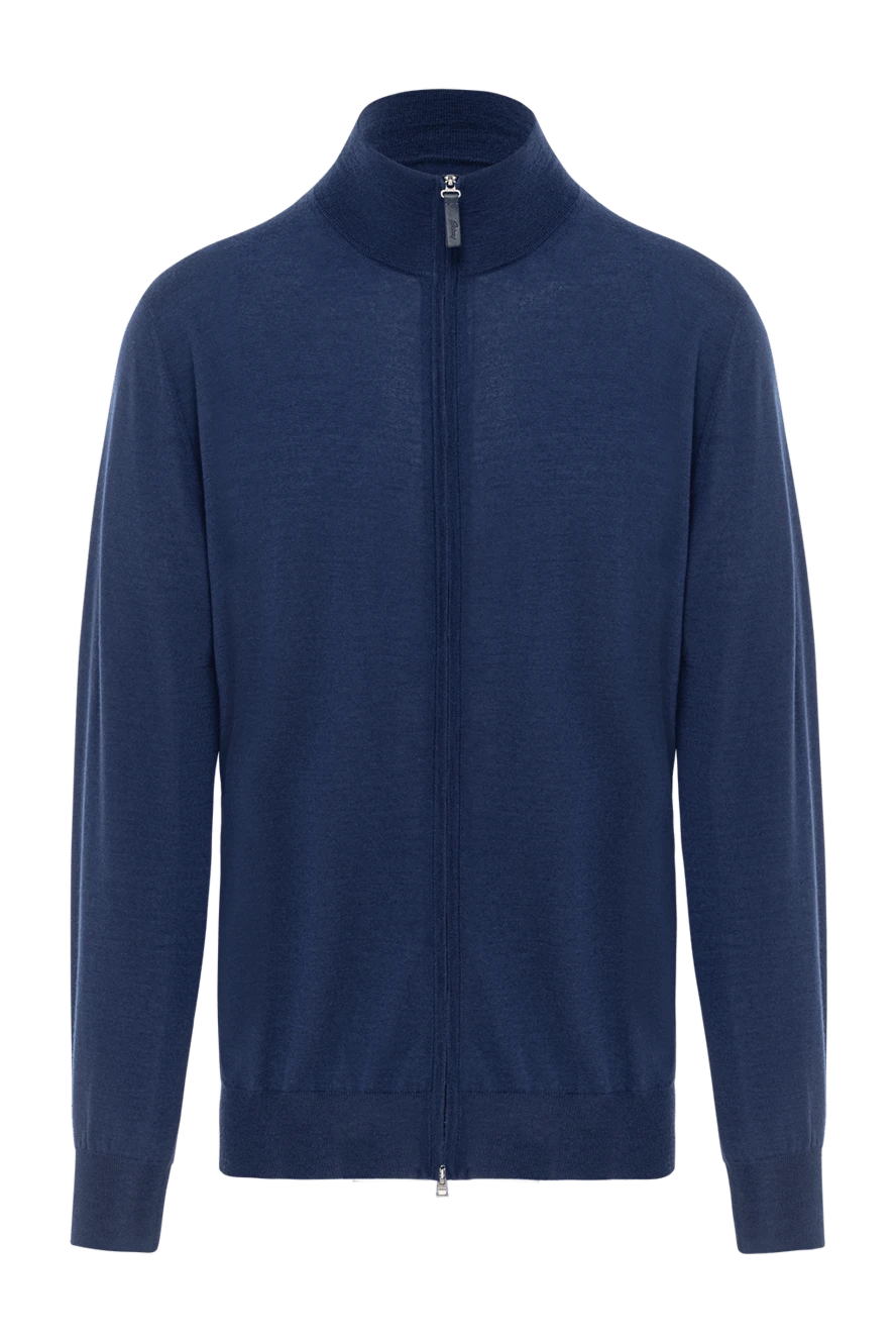 Brioni джемпер мужской тёмно синий кашемир и шёлк на молнии 190042 - фото 1