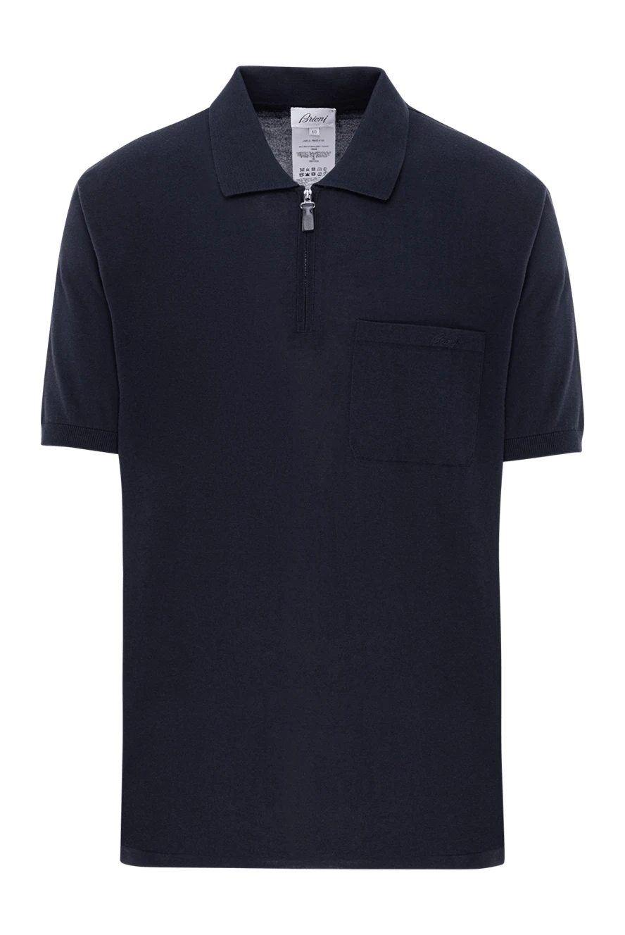 Brioni поло из хлопка темно-синего цвета с молнией и карманом
190045 - фото 1